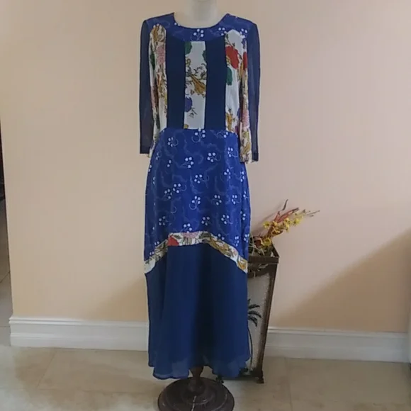 Rary Dresses | Rary Michael Van der Ham Made in Italy Maxi Dress. | Color: Blue/Red | Size: 44eu | Howardhowell's Closet